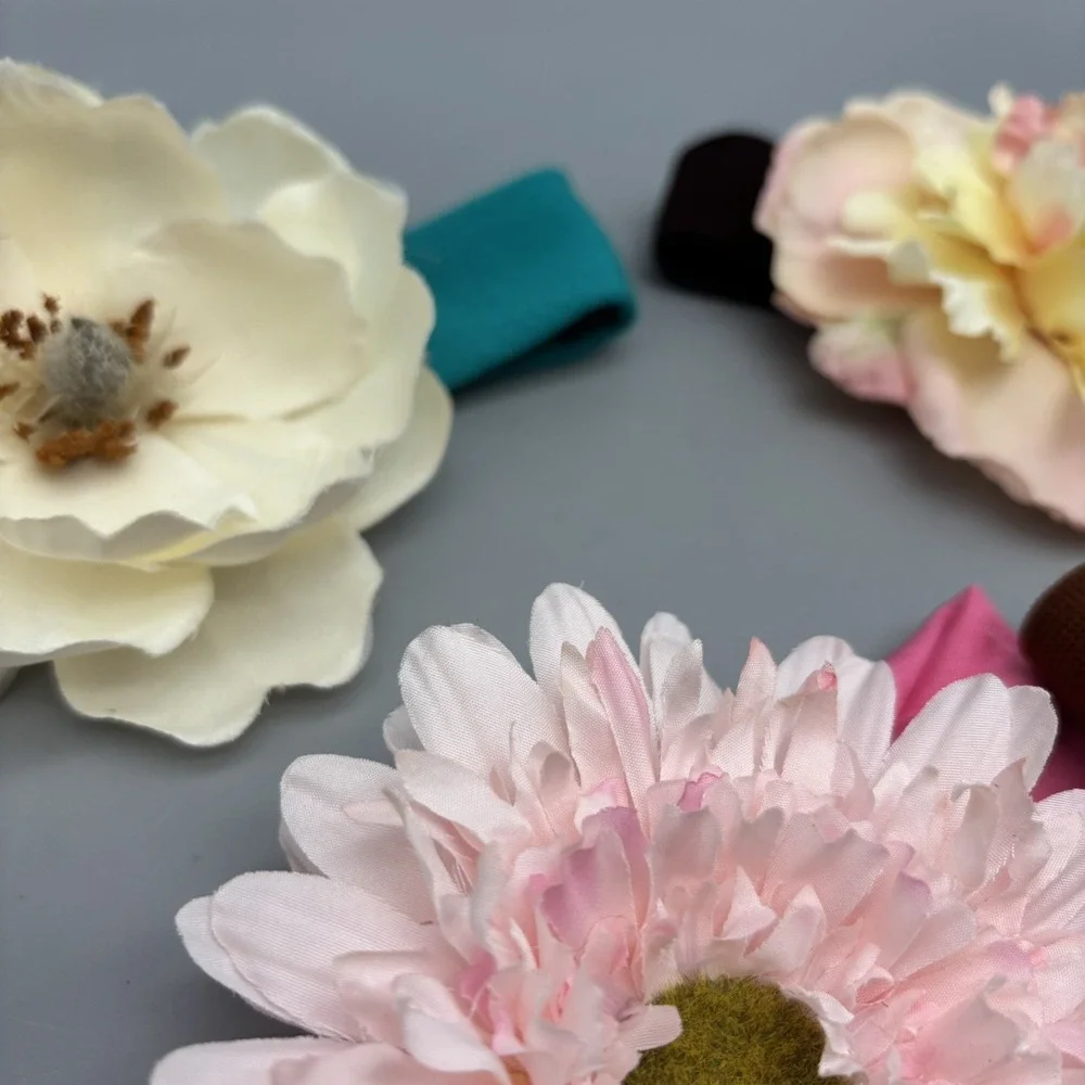 5 Pc. Large Flower Hair Bow on Knit Headband Lot Gift Set Baby‎ Girl